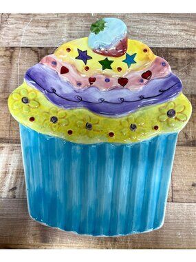 Hand-Painted Ceramic Cupcake Shaped Decorative Plate By Certified International